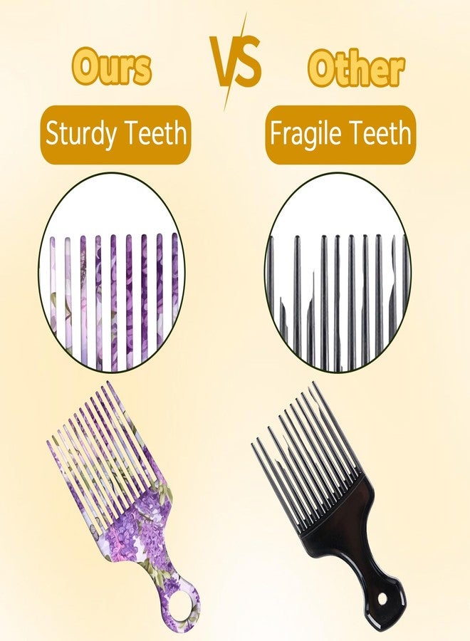 GABraden 2 Pcs Afro Pick Comb for Natural Curly Hair,Portable Styling Hair Pick for Travel,Anti-Static,Cute Afro Comb for Women Men and Girls(Purple-T6) - Image 4